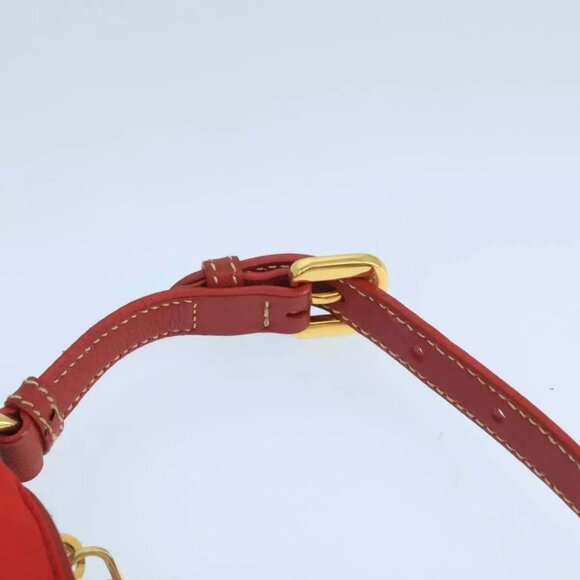PRADA Hand Bag Nylon Red Gold Auth - Picture 8 of 16